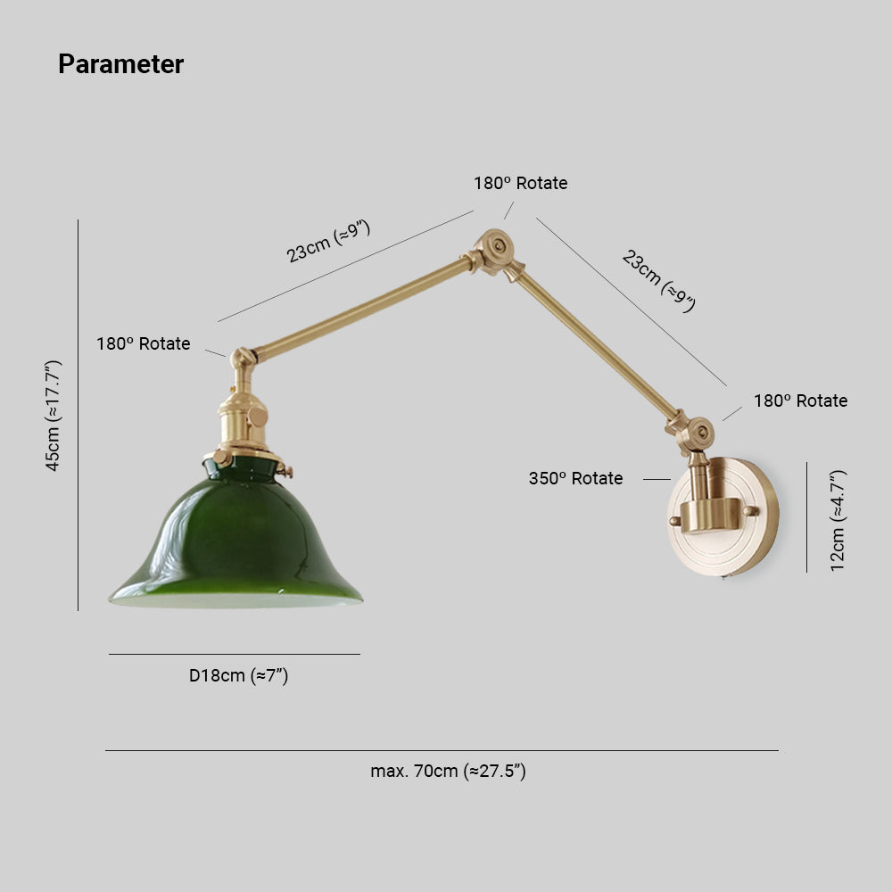 Brady Vintage Domo Metal/Vidrio LED Aplique de Pared, Blanco/Verde